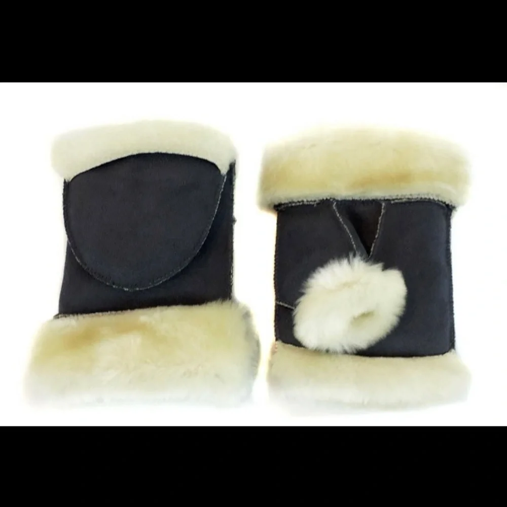 Surell Faux Shearling Flip-Top Mittens Gray Size M New without tag